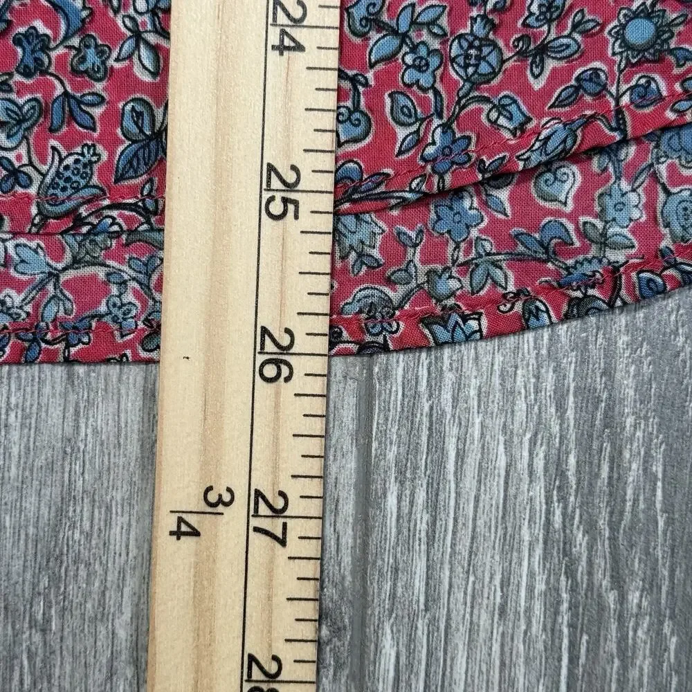NEW Uniqlo Ines De La Fressange Top Red Blue Floral Button Up Shirt Womens Large - Picture 5 of 7